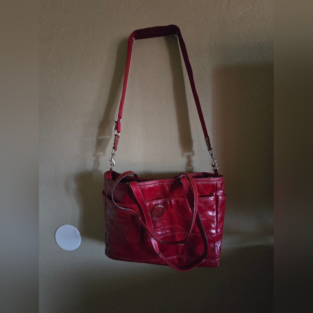 Coach Red Leather Shoulder Bag